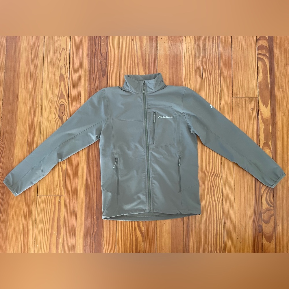 Eddie Bauer Men's Sandstone Backbone Soft Shell Jacket, Light Olive Green, Small